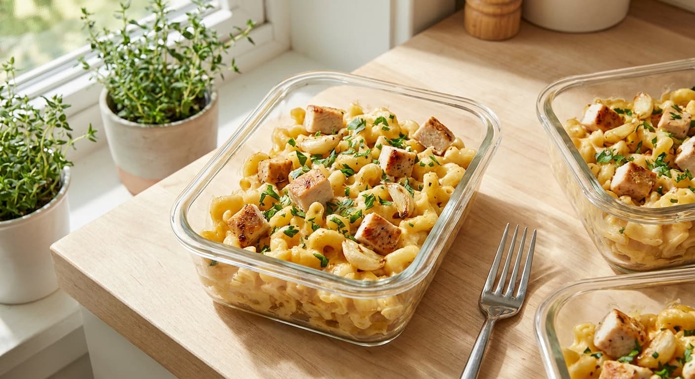 đź§€ My High-Protein Garlic Chicken Mac & Cheese Meal Prep - Comfort Food That Actually Fuels You